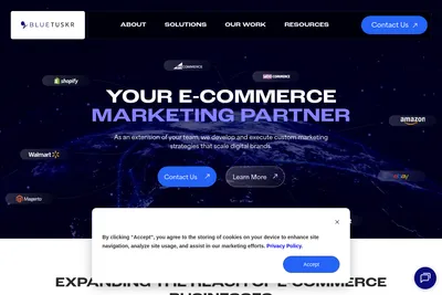 Screenshot of the BlueTuskr homepage