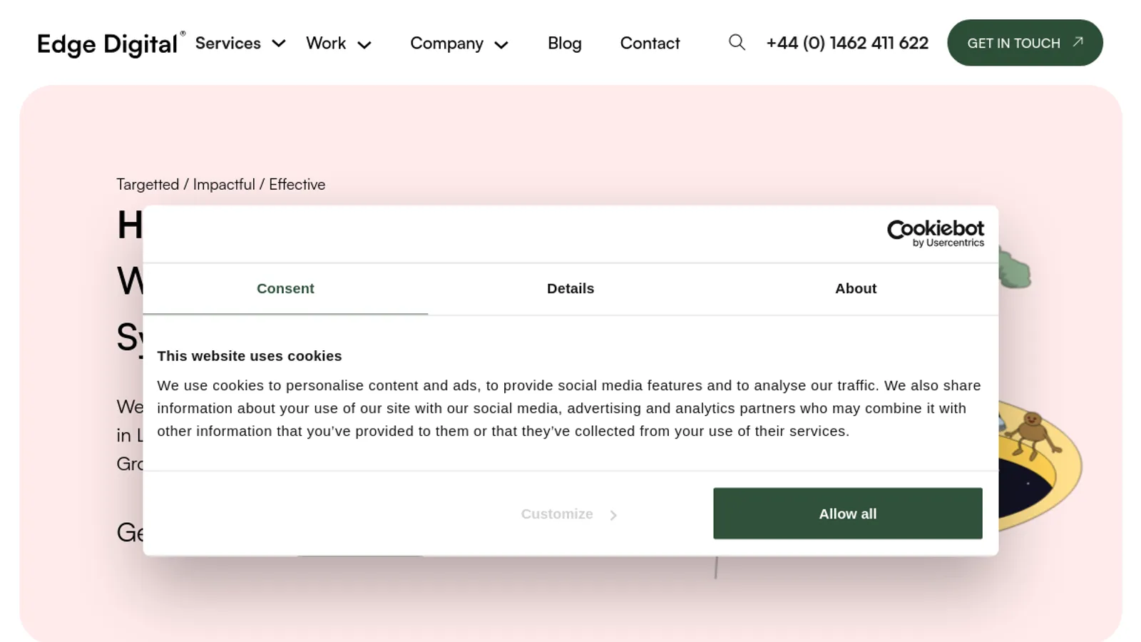 Screenshot of the Edge Digital homepage