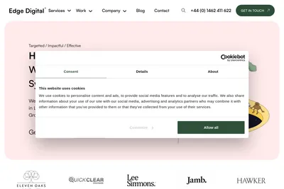 Screenshot of the Edge Digital homepage