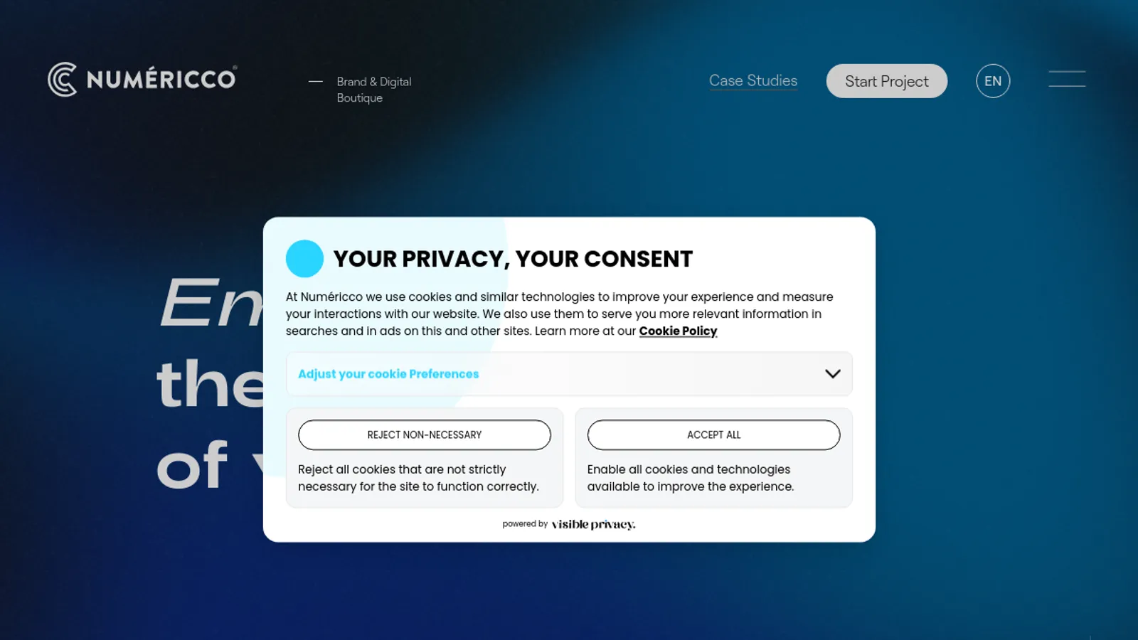 Screenshot of the Numéricco homepage