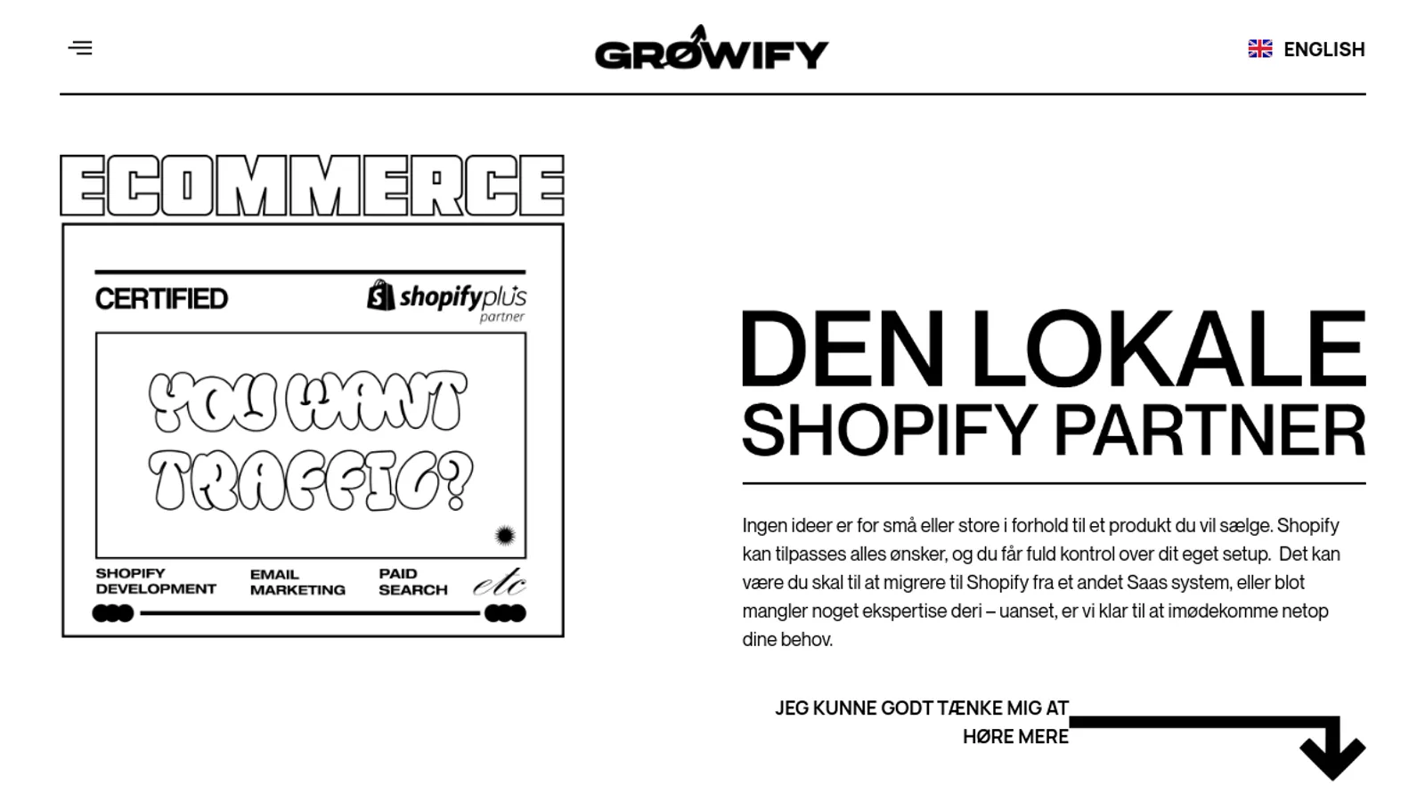 Screenshot of the Growify homepage