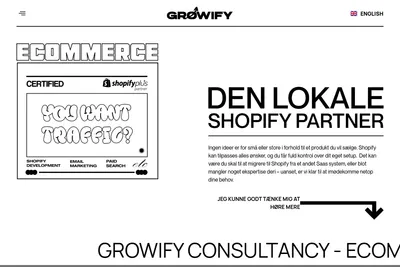 Screenshot of the Growify homepage