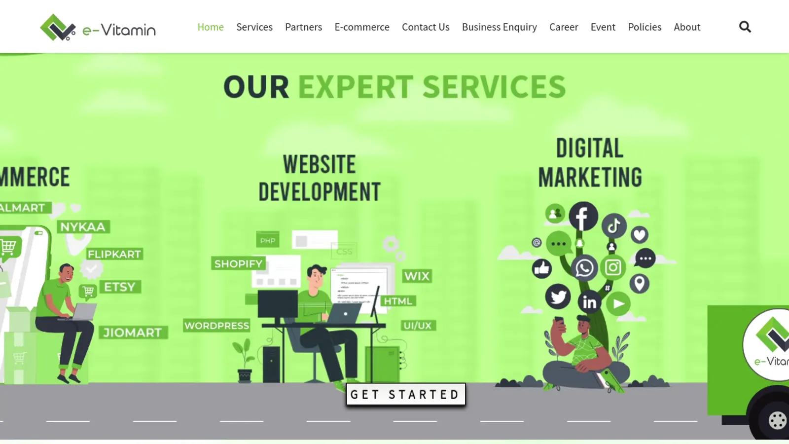 Screenshot of the Evitamin Business Consulting Pvt Ltd homepage