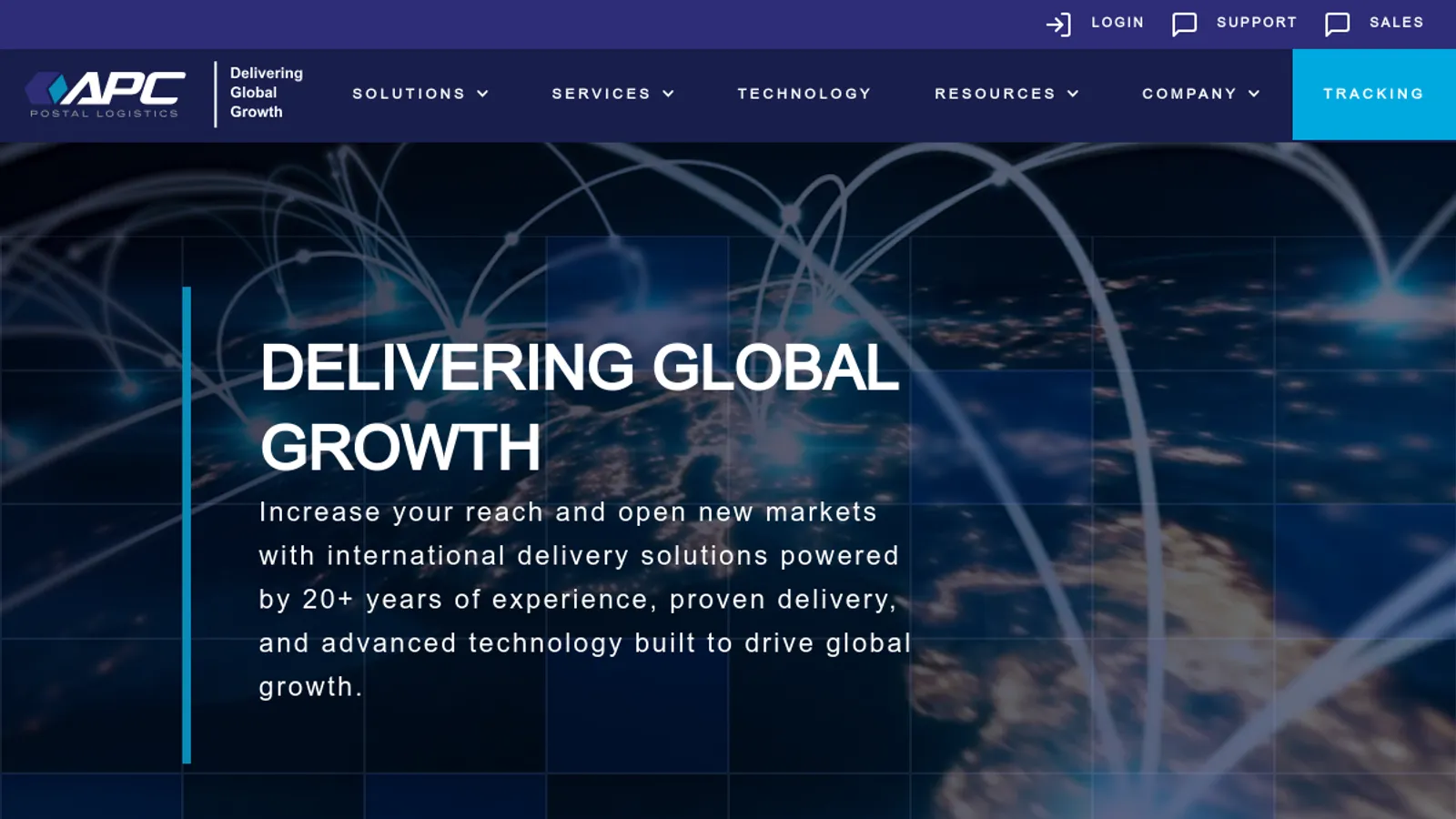Screenshot of the APC homepage