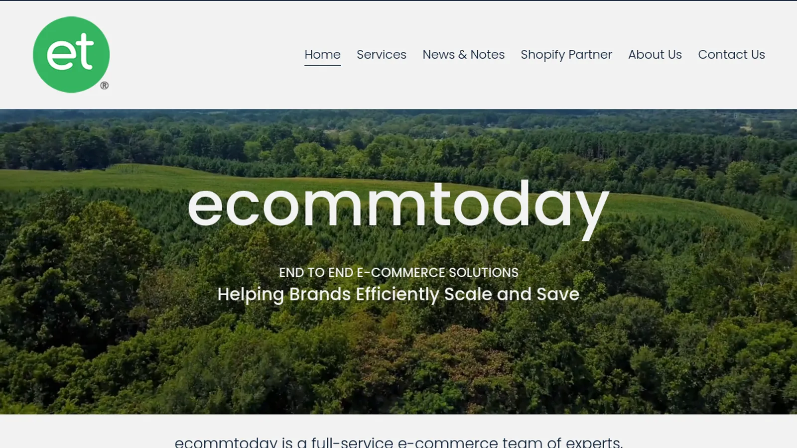 Screenshot of the Ecommtoday homepage