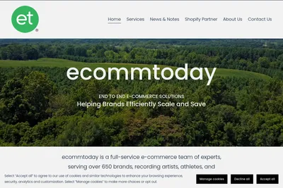 Screenshot of the Ecommtoday homepage