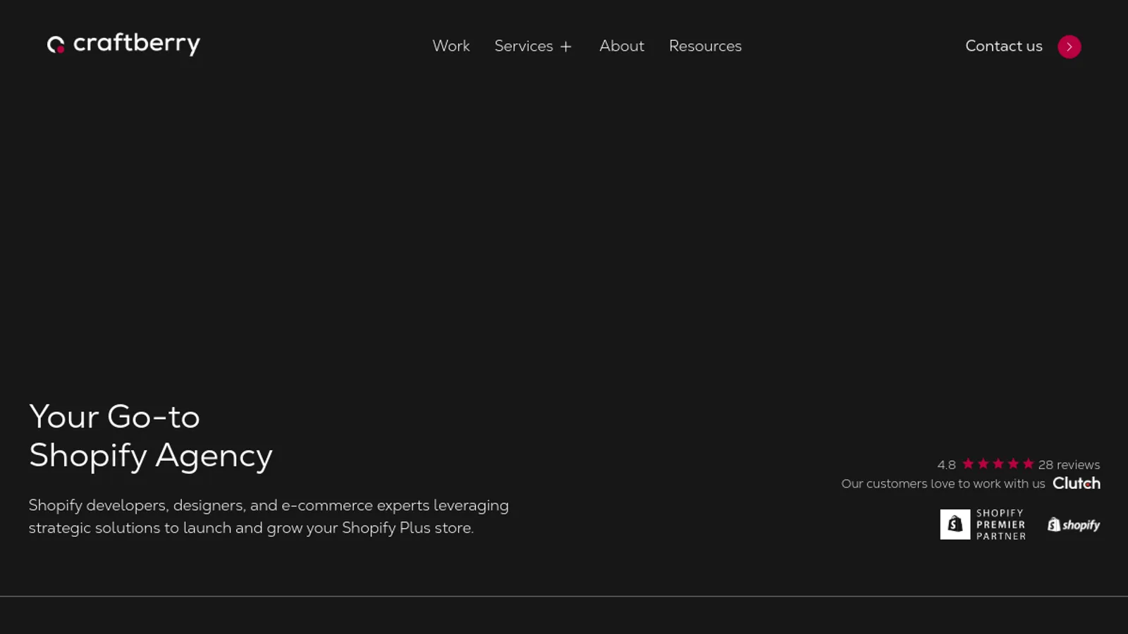 Screenshot of the Craftberry homepage