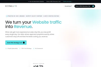 Screenshot of the Ecom Luxx homepage