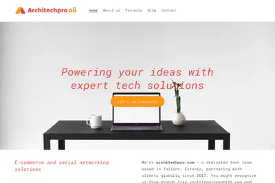 Screenshot of the Architechpro OÜ homepage