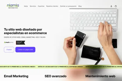 Screenshot of the Niamia Digital Design Studio homepage