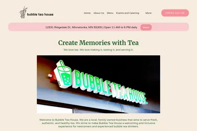 Bubble Tea House website homepage