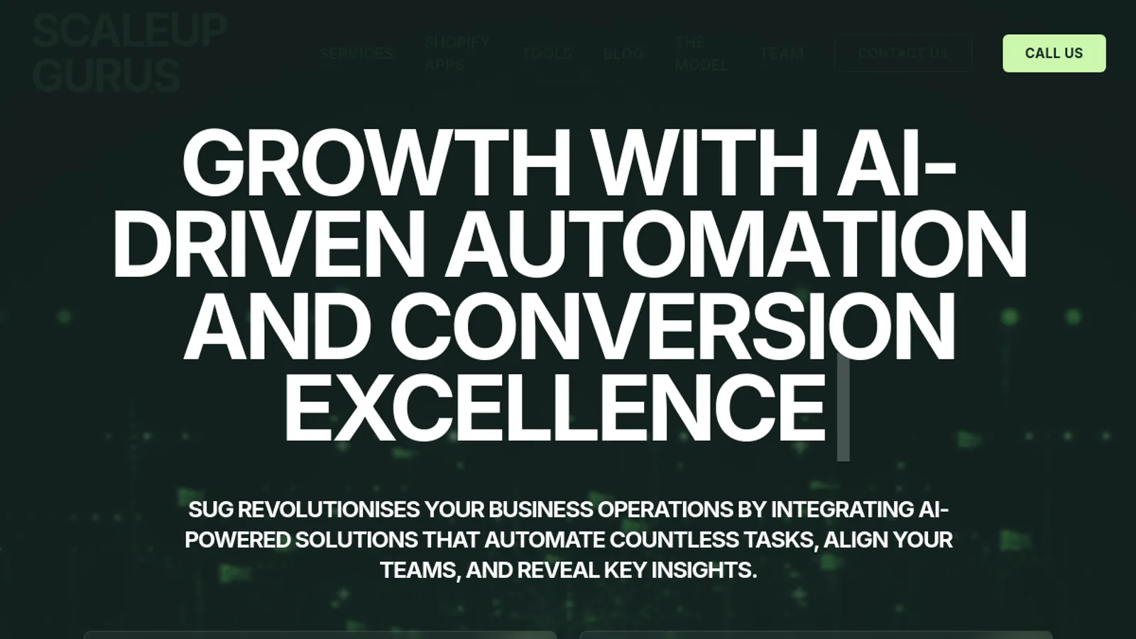 Screenshot of the Scaleupgurus homepage