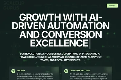 Screenshot of the Scaleupgurus homepage