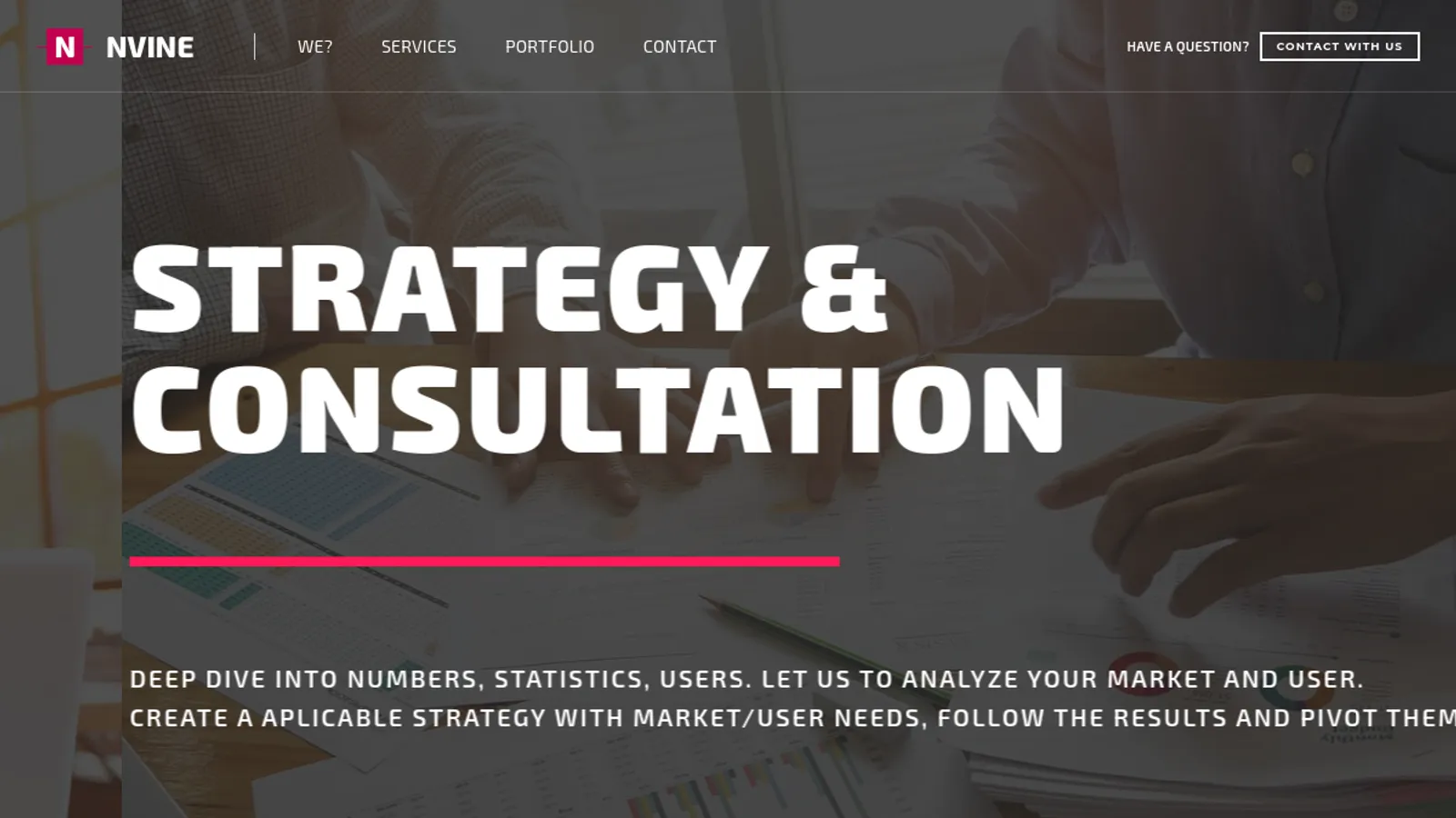 Screenshot of the Nvine homepage