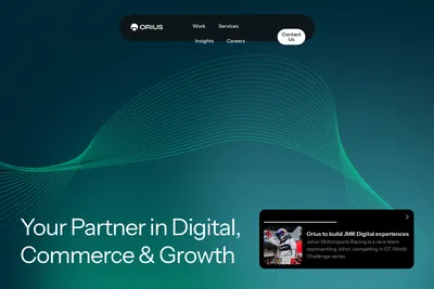 Screenshot of the Orius Digital homepage