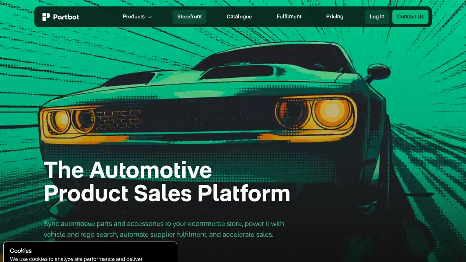 Screenshot of the Partbot homepage