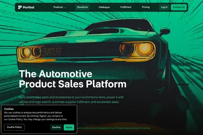 Screenshot of the Partbot homepage