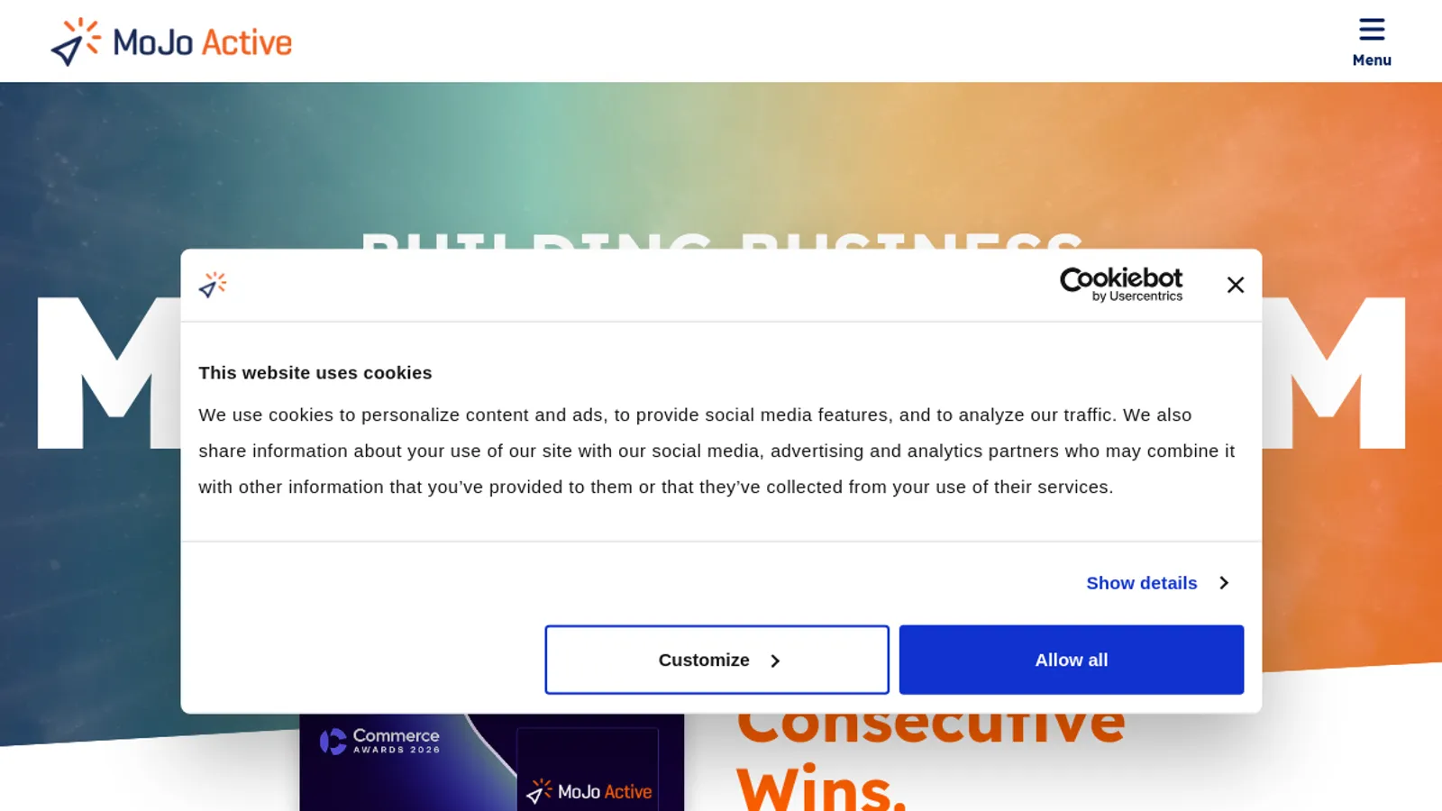 Screenshot of the MoJo Active, Inc. homepage