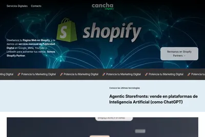 Screenshot of the Cancha Digital homepage