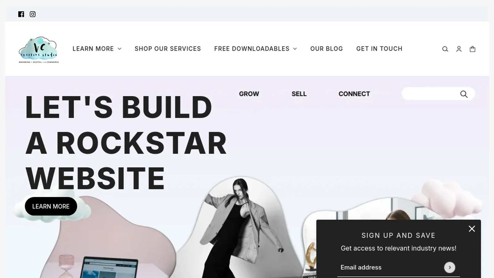 Screenshot of the VC Creative Studio homepage