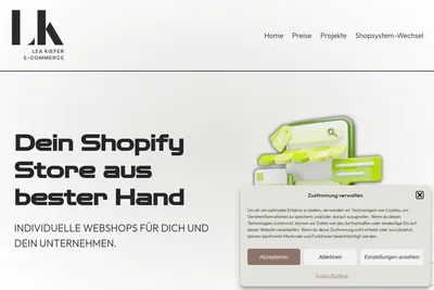 Screenshot of the Lea Kiefer E-Commerce homepage