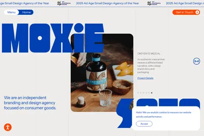 Screenshot of the Moxie Sozo Design + Advertising homepage