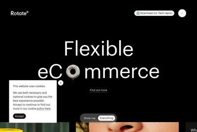 Screenshot of the Rotate° homepage
