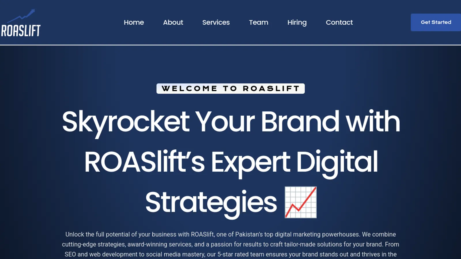 Screenshot of the ROASLift homepage