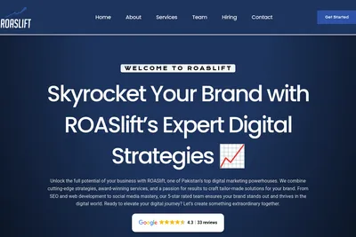 Screenshot of the ROASLift homepage