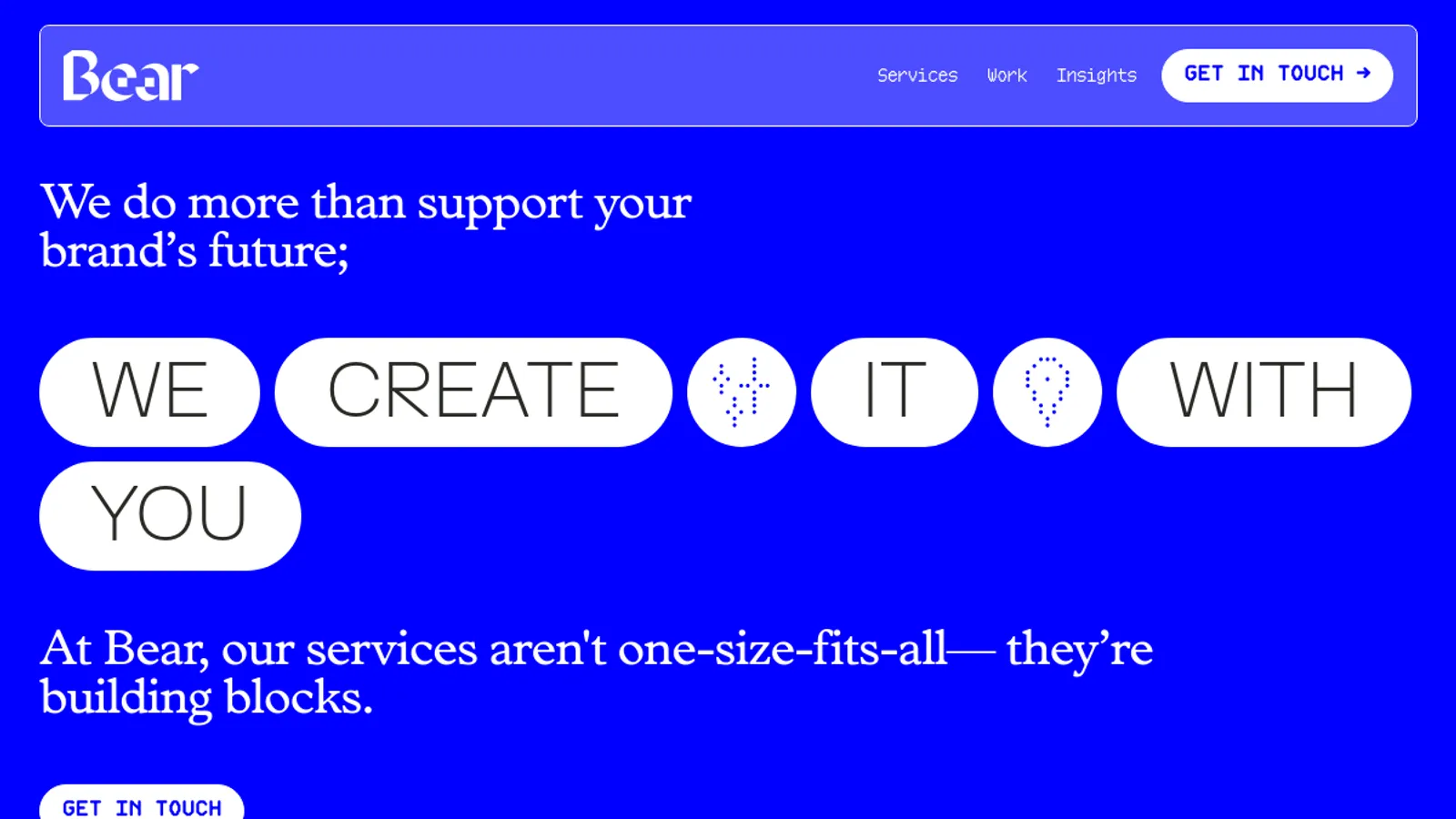 Screenshot of the Bear homepage
