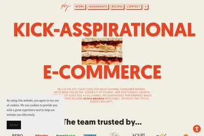 Screenshot of the pb+j homepage