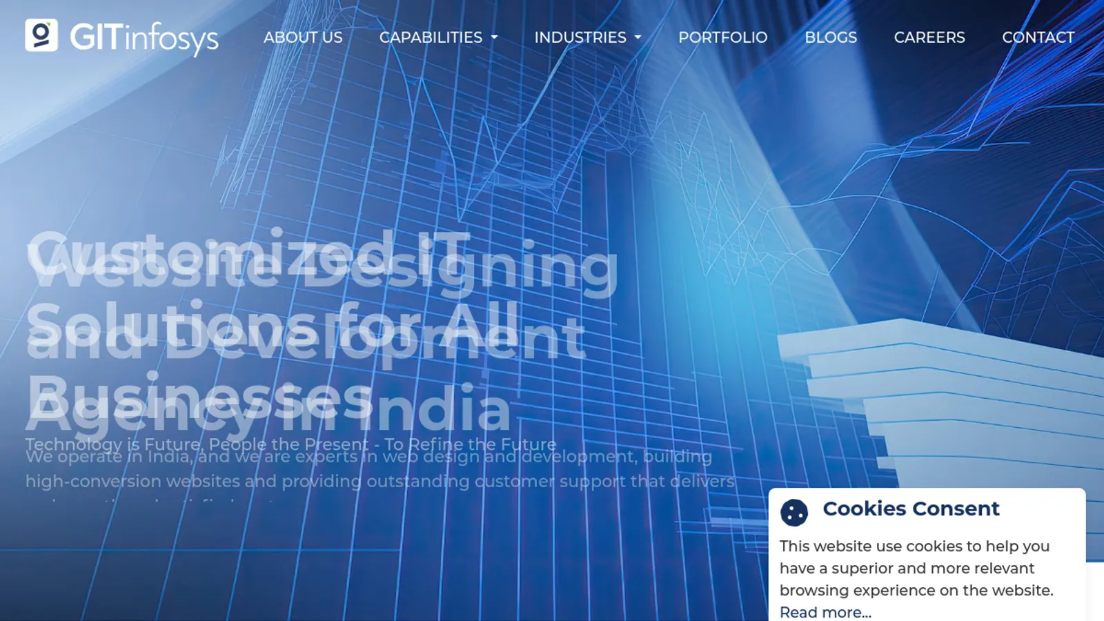 Screenshot of the Git Infosys homepage