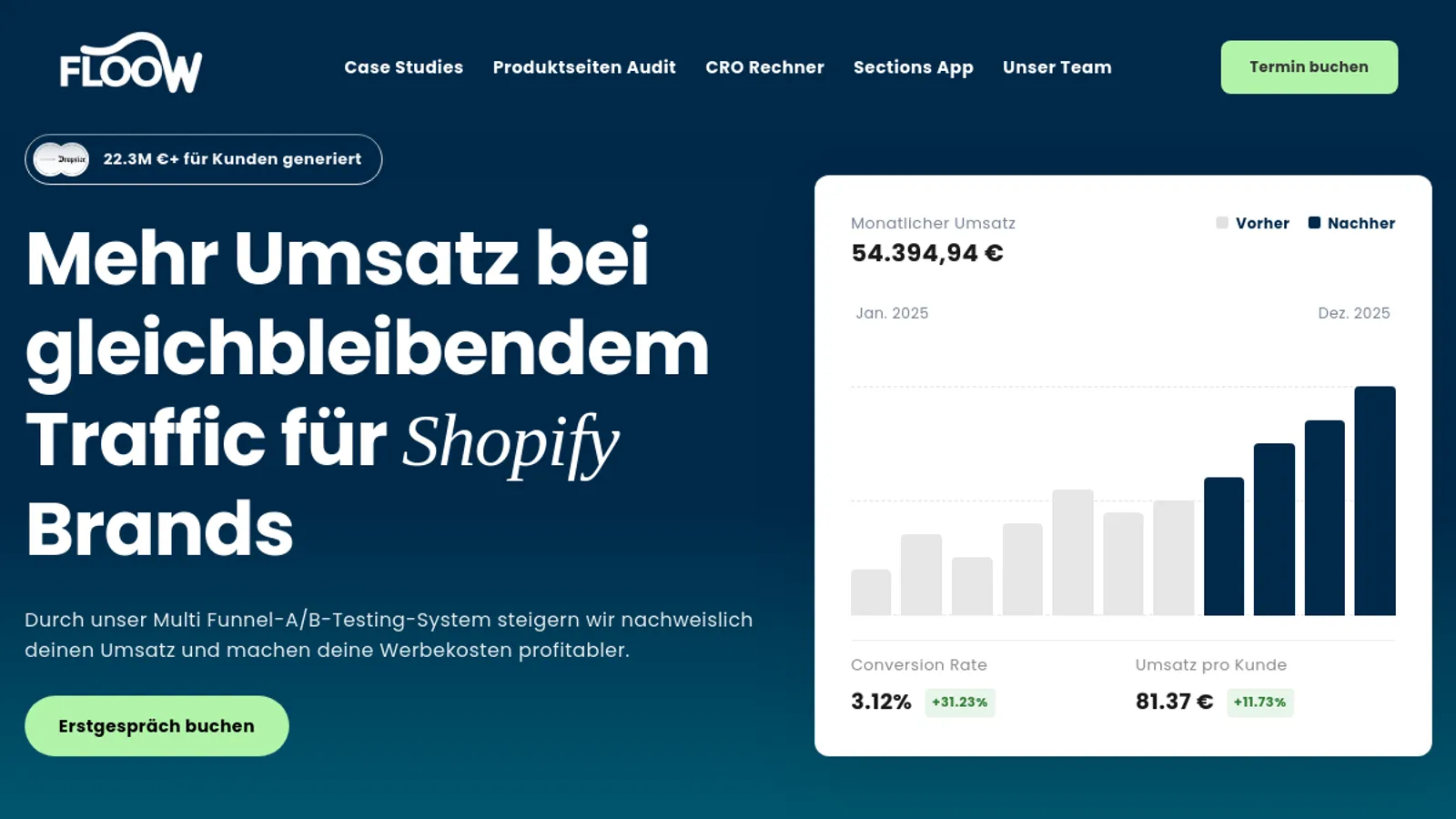 Screenshot of the FLOOW - Media homepage