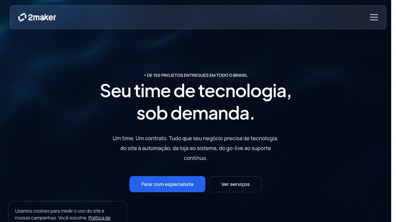 Screenshot of the 2Maker homepage