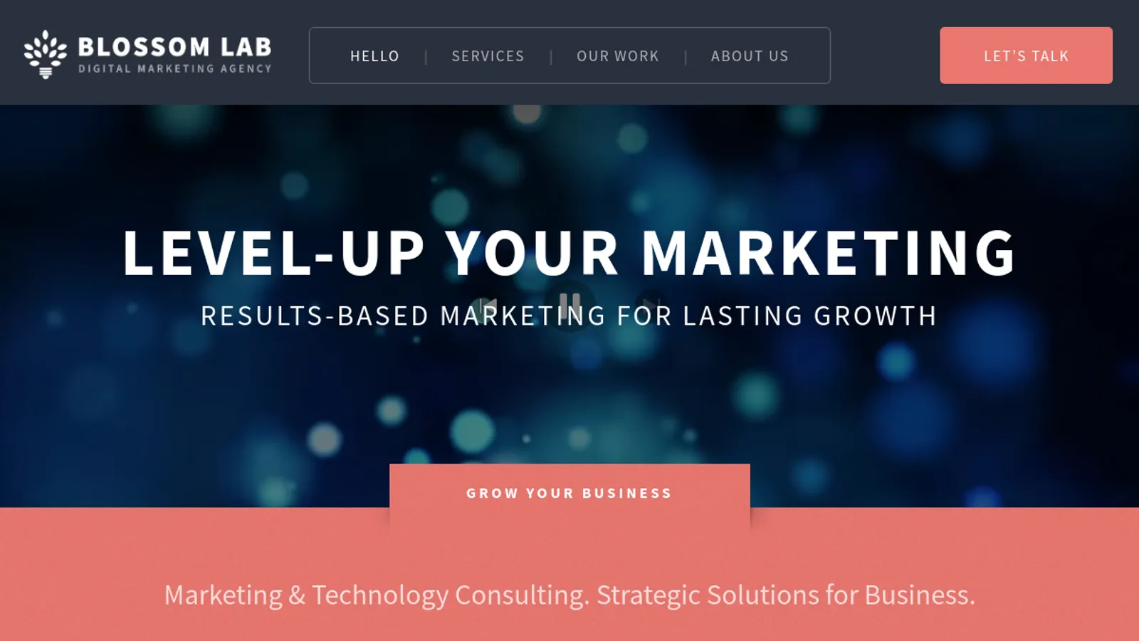 Screenshot of the Blossom Lab Marketing homepage