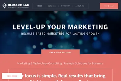 Screenshot of the Blossom Lab Marketing homepage