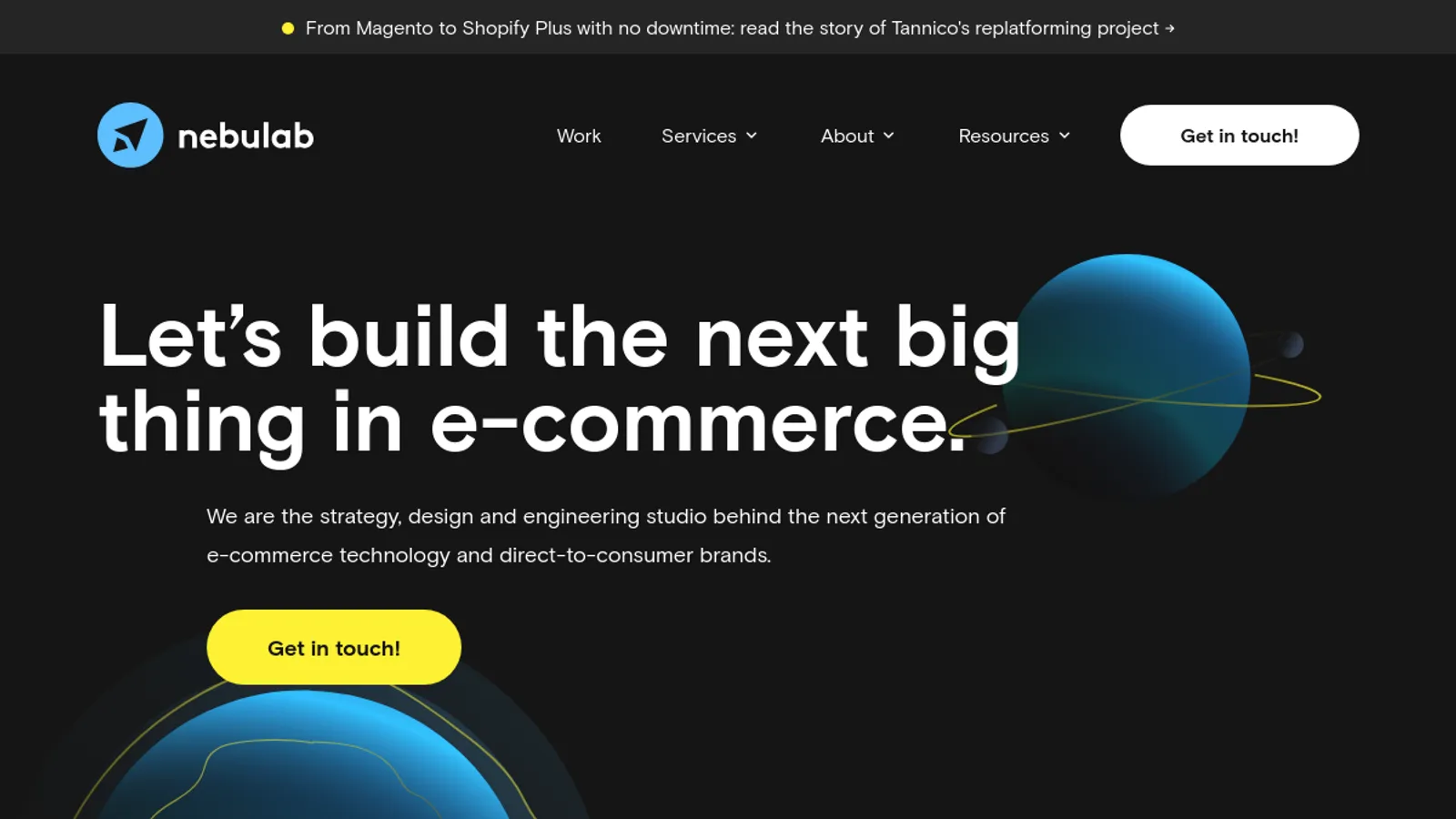 Screenshot of the Nebulab homepage