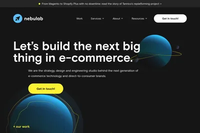 Screenshot of the Nebulab homepage