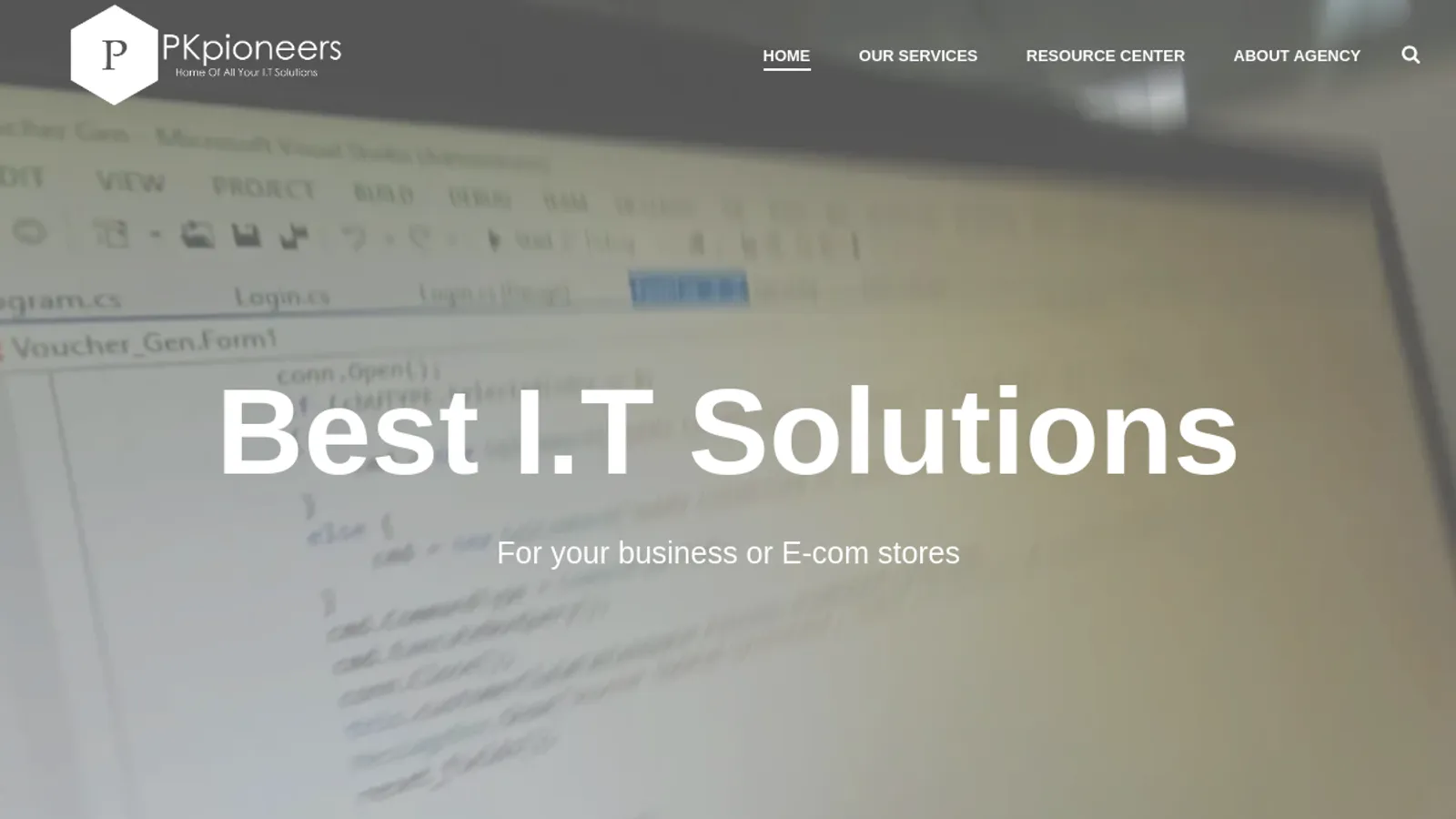 Screenshot of the PK Pioneers homepage