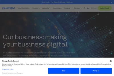 Screenshot of the Cloudflight homepage