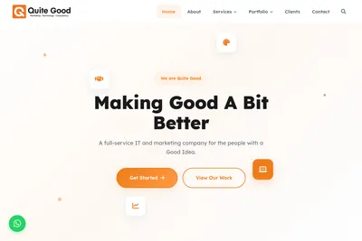 Screenshot of the Quite Good homepage
