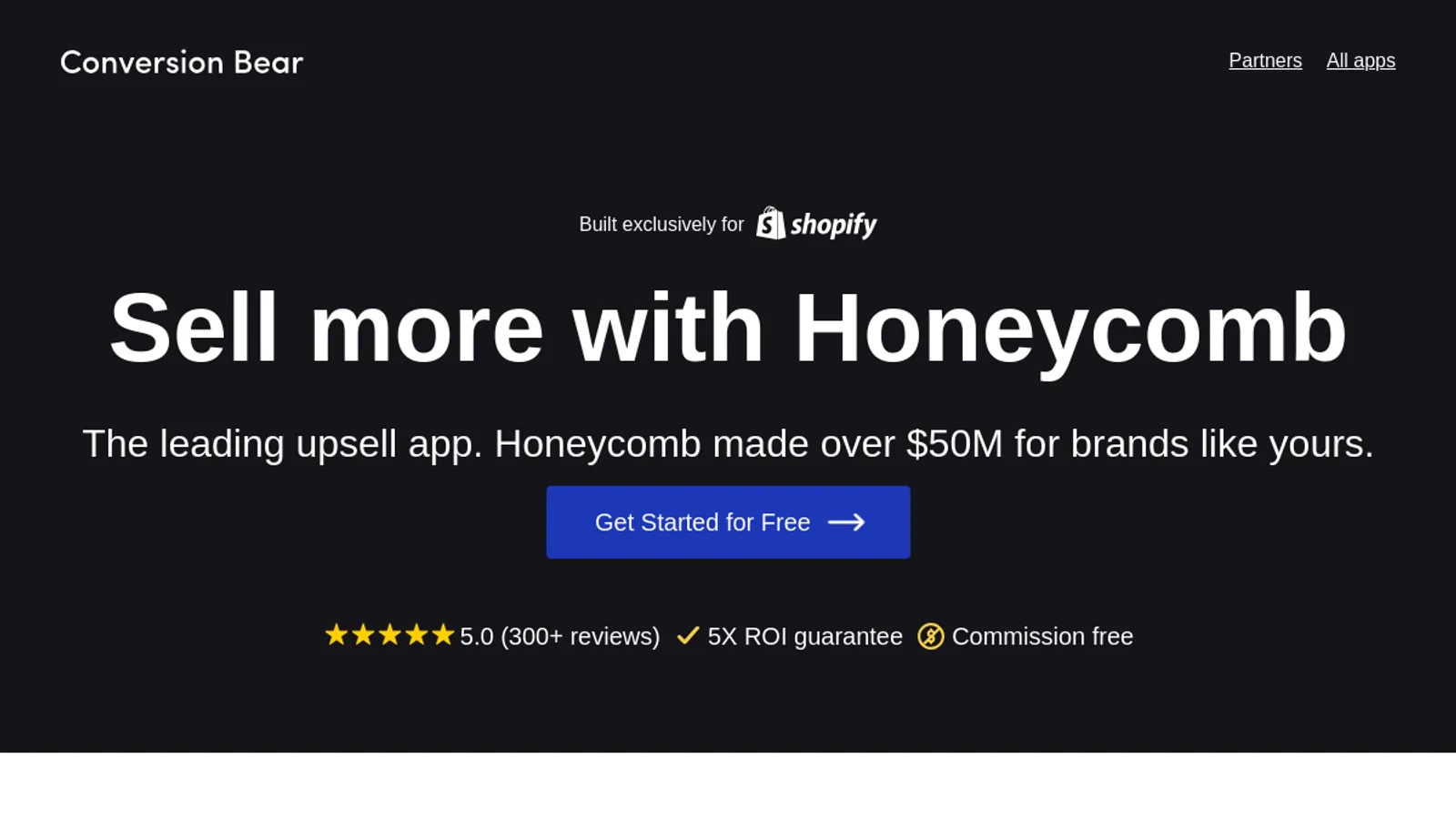 Screenshot of the Conversion Bear homepage