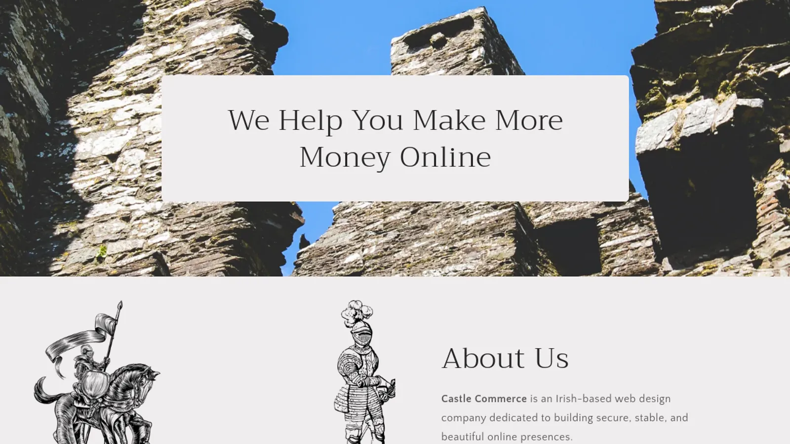 Screenshot of the Castle Commerce homepage