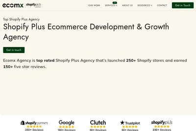 Screenshot of the Ecomx Agency homepage