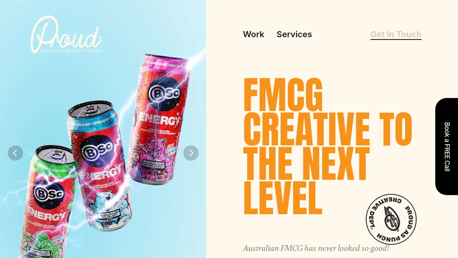 Screenshot of the Proud as Punch Studio homepage