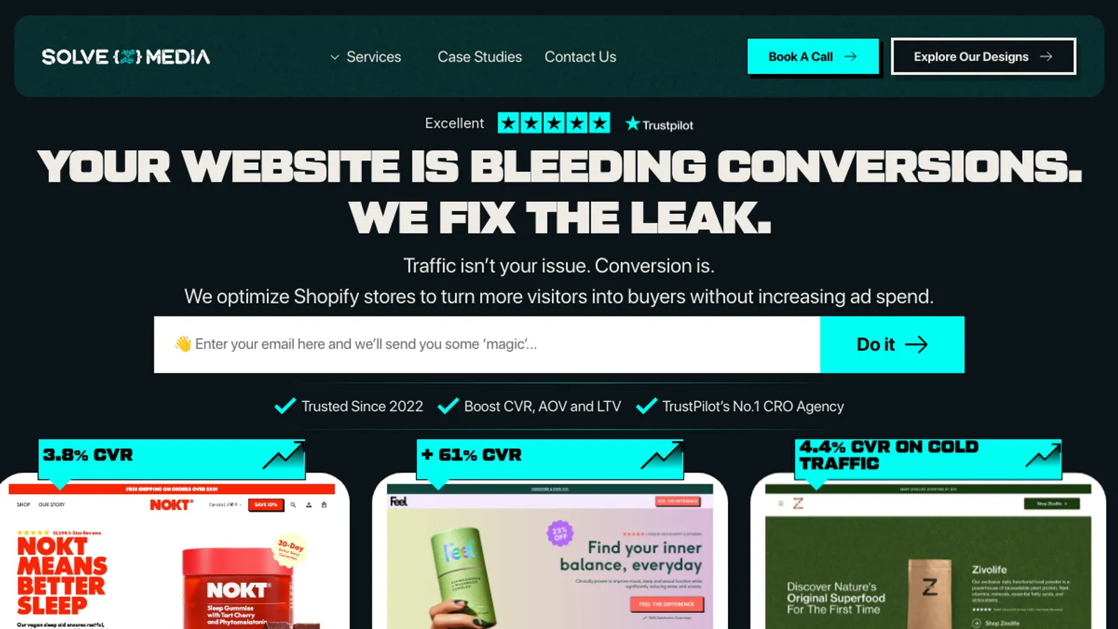 Screenshot of the Solvexmedia (CRO Specialist) homepage