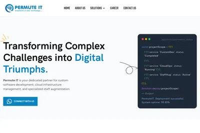 Screenshot of the Permute IT homepage