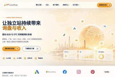 Screenshot of the Leadtop homepage