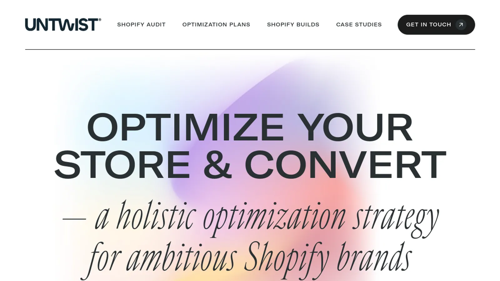 Screenshot of the UNTWIST Studio homepage