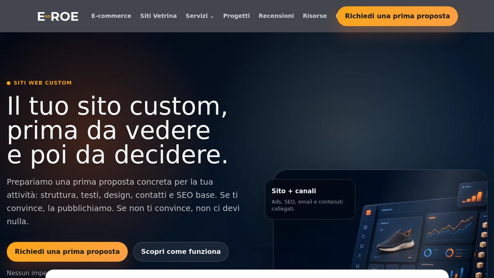 Screenshot of the E-ROE e-commerce agency homepage